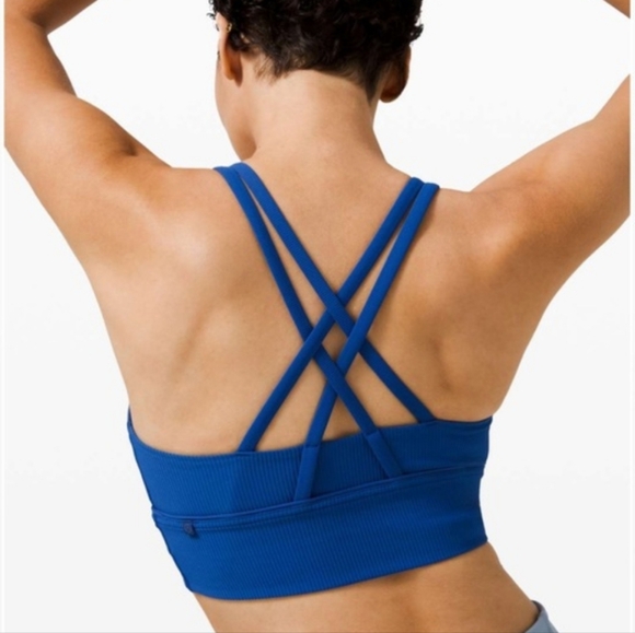 lululemon athletica Other - Lululemon Energy Ribbed Longline Sports Bra Medium Support B–D Cups Blue sz 8